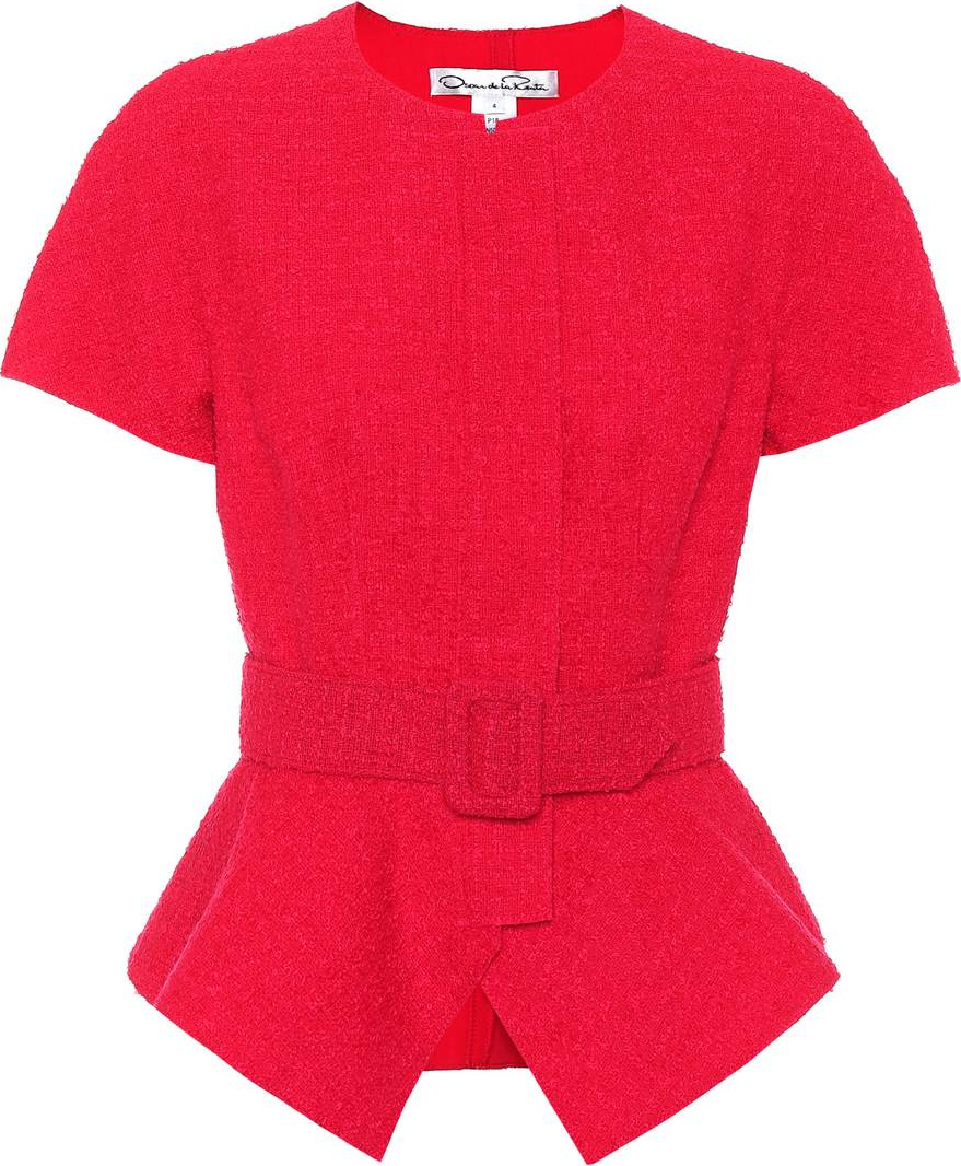 Oscar De La Renta Belted wool-blend top