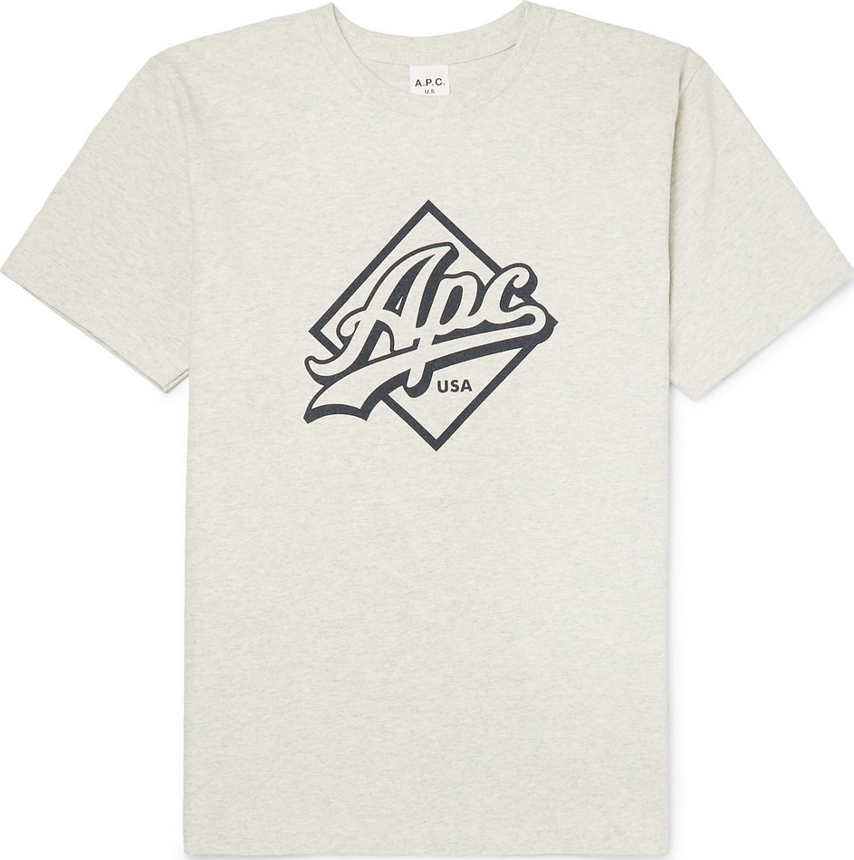 A.P.C. Gabriel Logo-Print Mélange Cotton-Blend Jersey T-Shirt