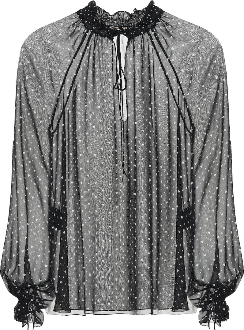 Saint Laurent Heart printed silk blouse