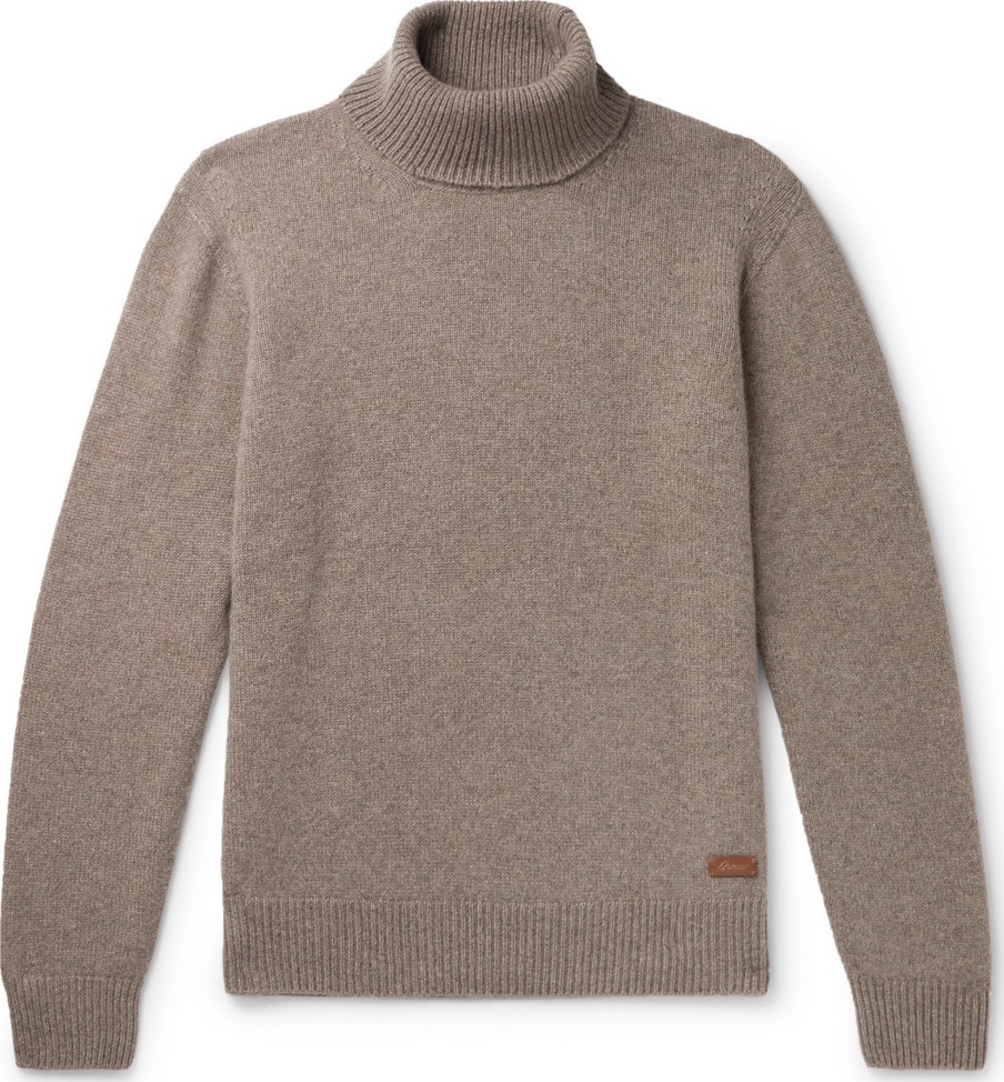 Brioni Logo-Appliquéd Cashmere Rollneck Sweater