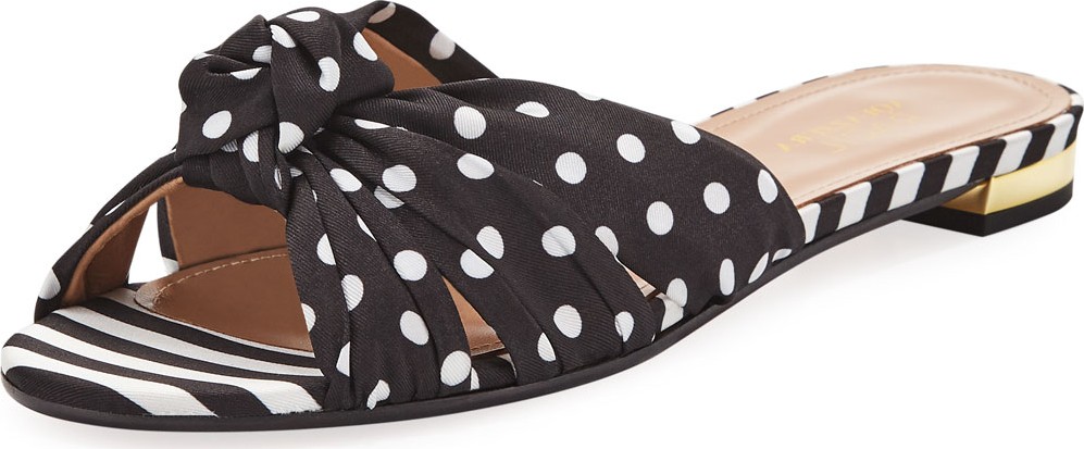 Aquazzura Menorca Polka-Dot Flat Slide Sandals