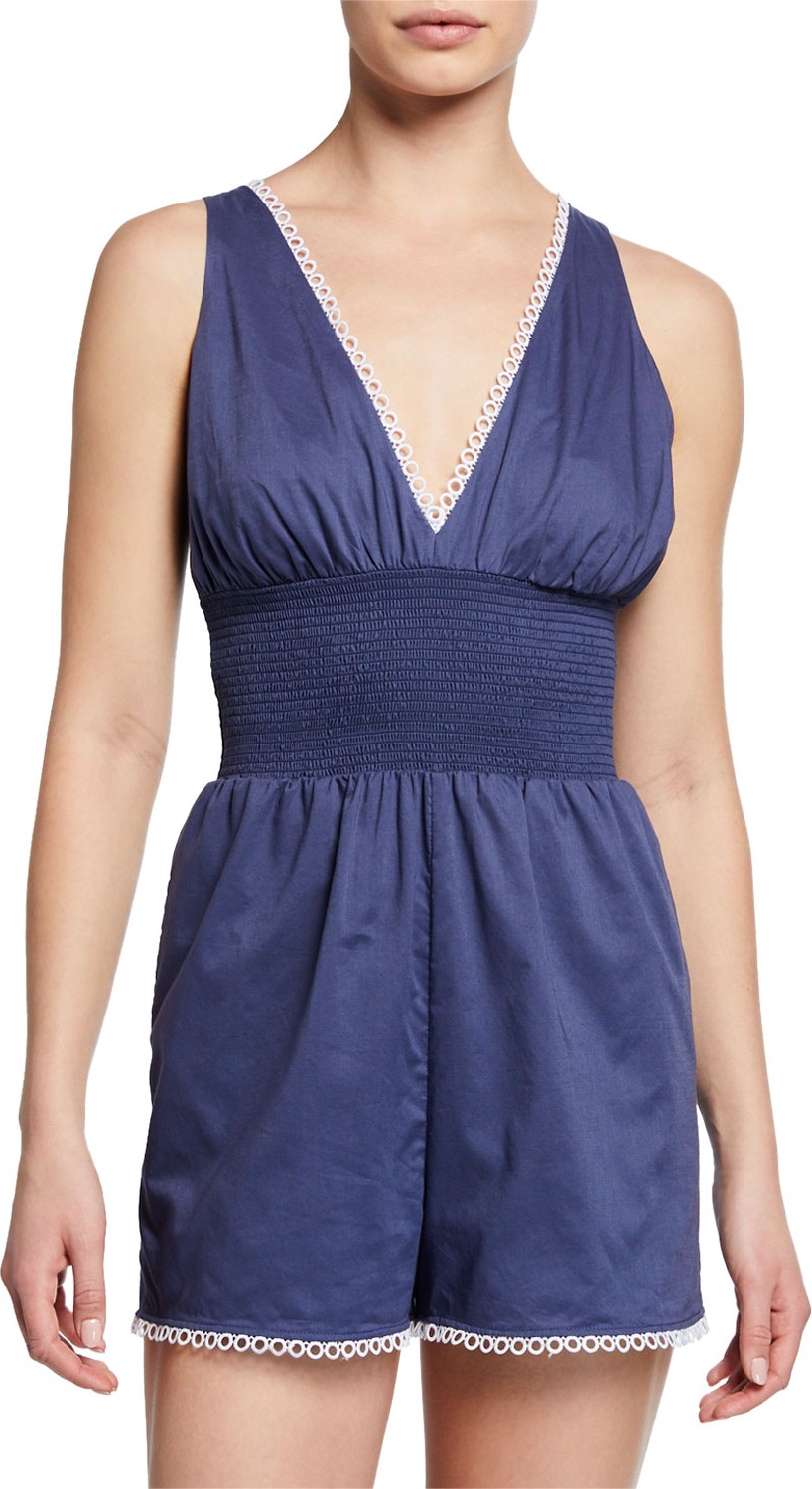 Kisuii Damaris Smocked-Waist Romper