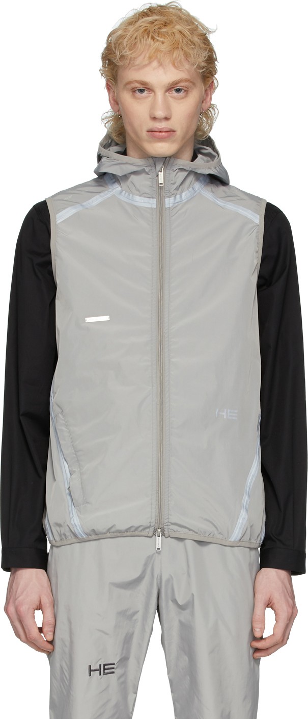 HELIOT EMIL Grey Tech Hooded Vest