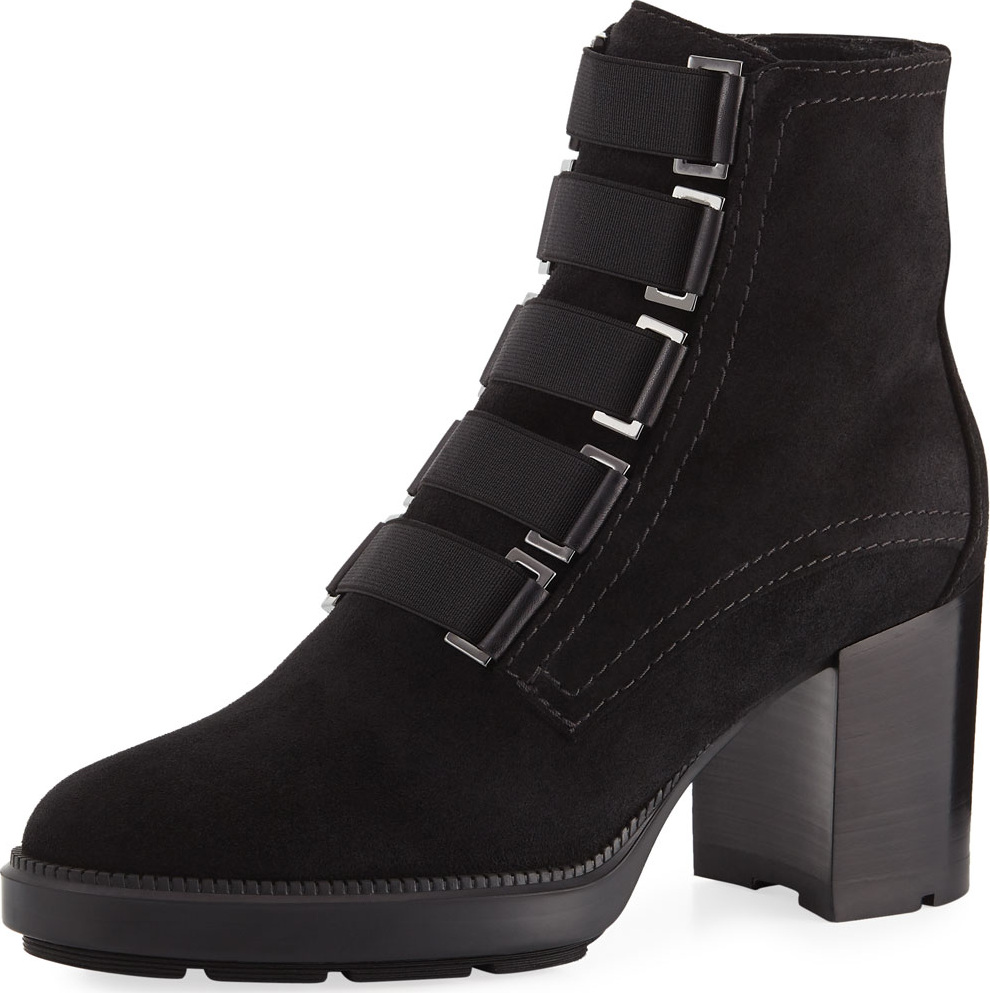 Aquatalia Indira Soft Leather Block-Heel Booties
