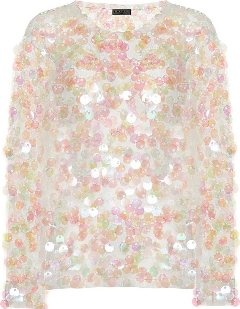 Dries Van Noten Sequined knitted mesh top