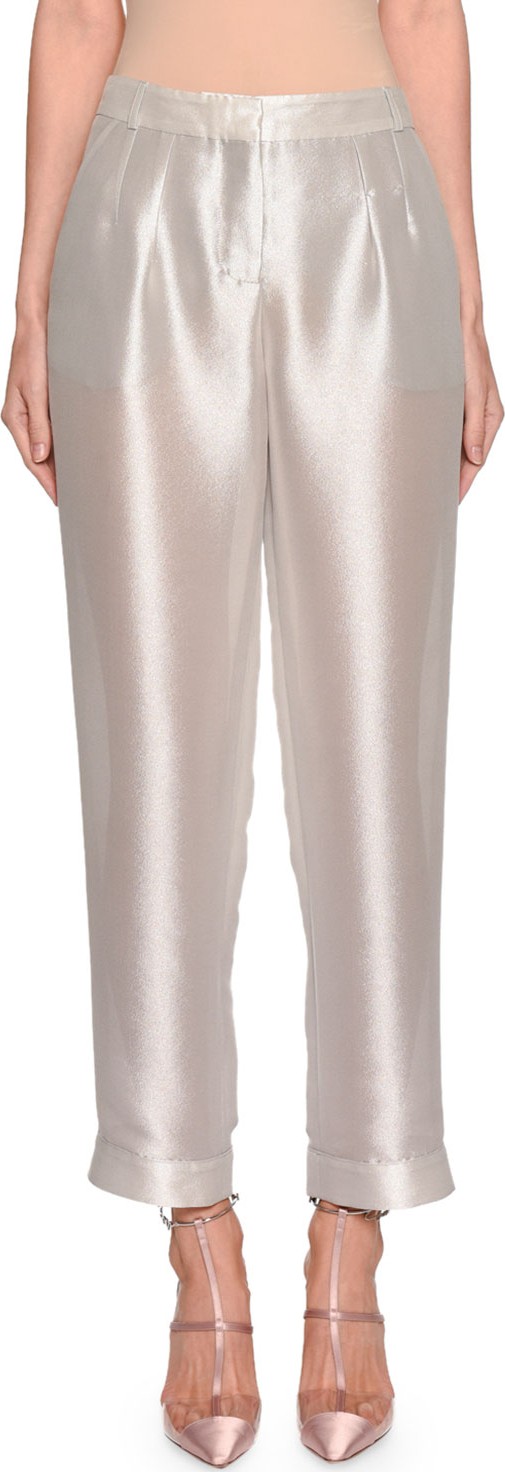 Giorgio Armani Shimmer Silk Pleated Pants