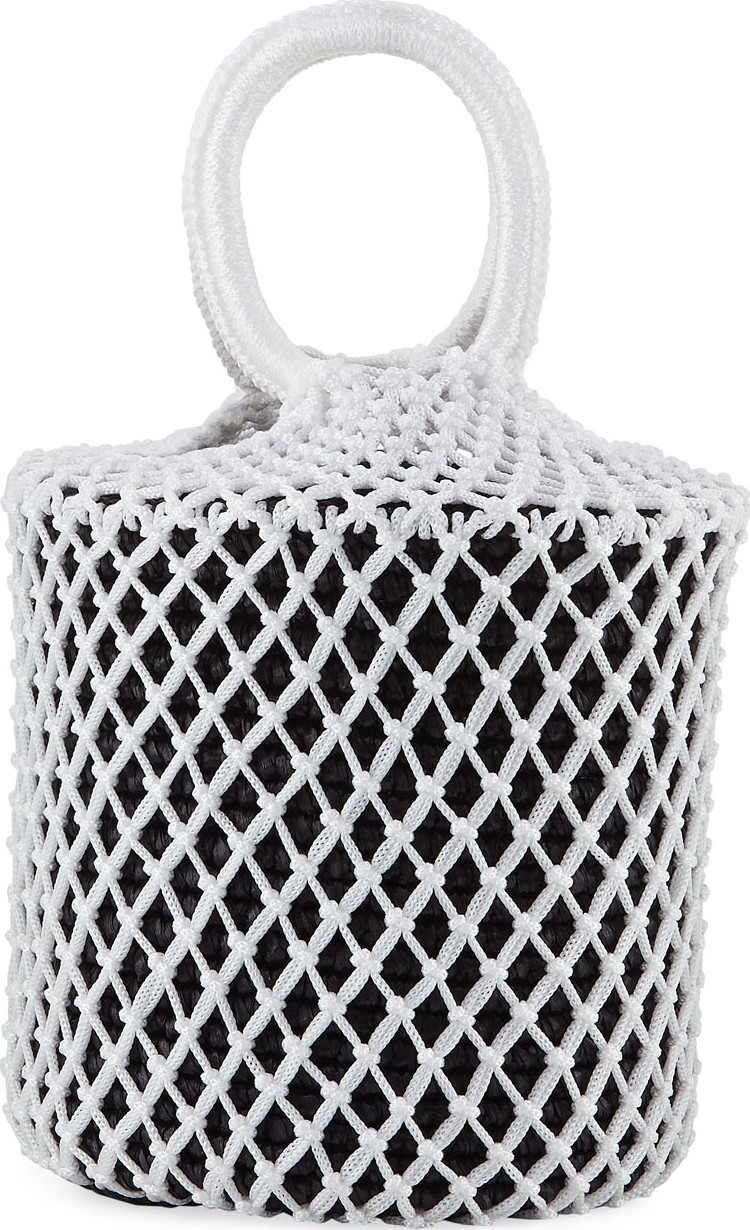 Sensi Studio Straw and Macrame Net Bucket Bag