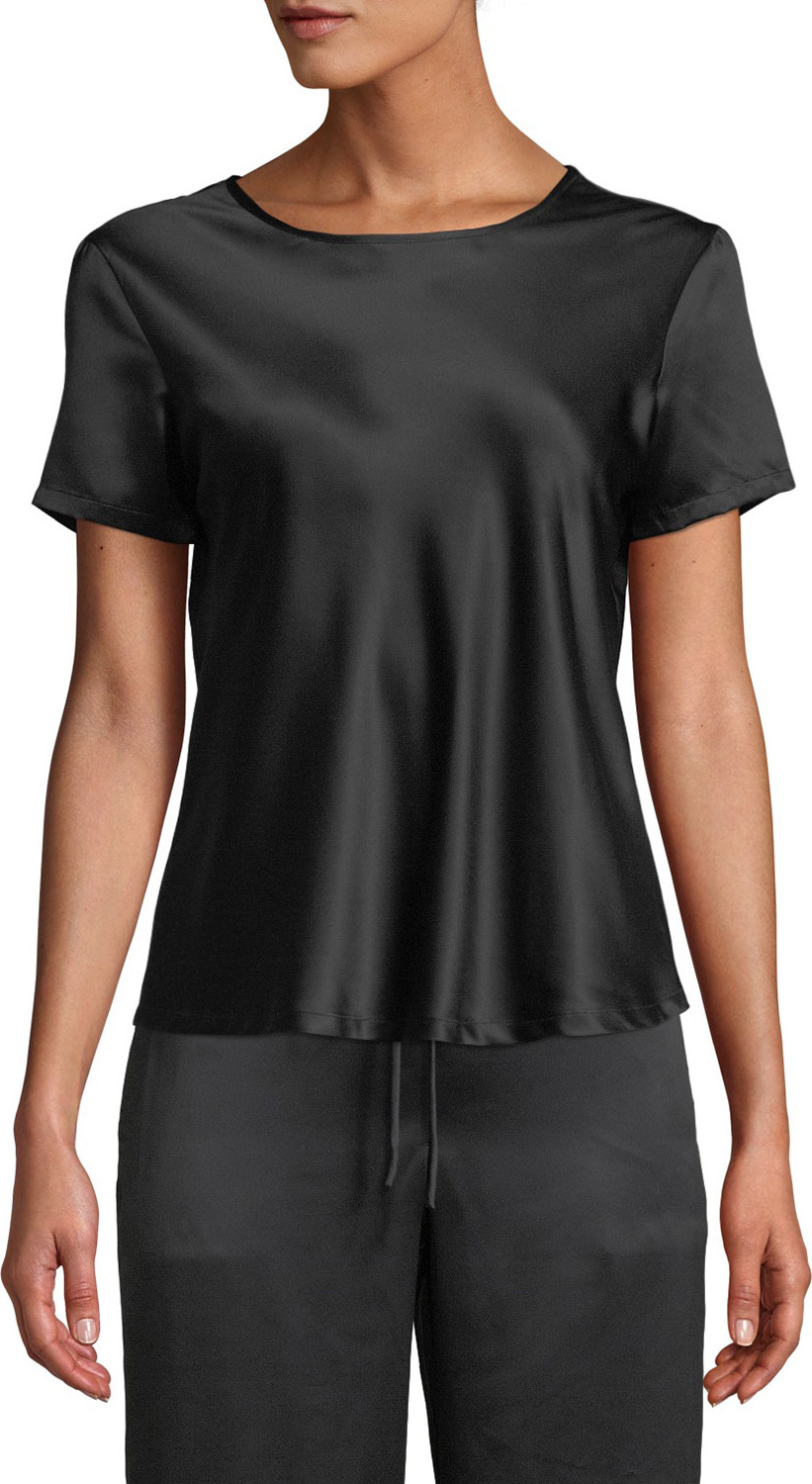 Natori Feathers Short-Sleeve Satin Top