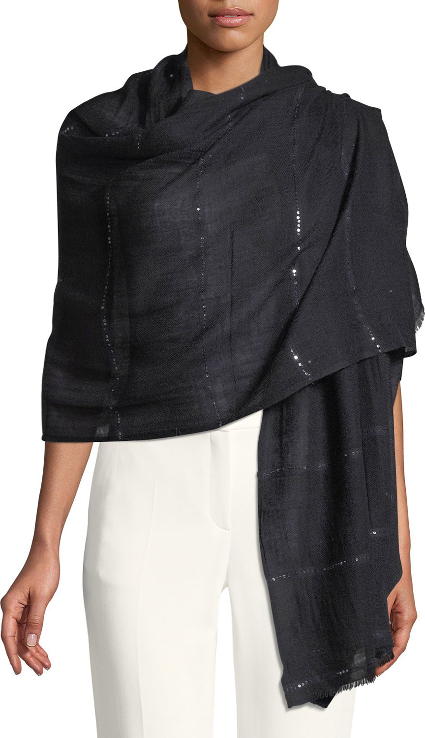 Bindya Wool-Silk Stole Delicacy w/ Sequins