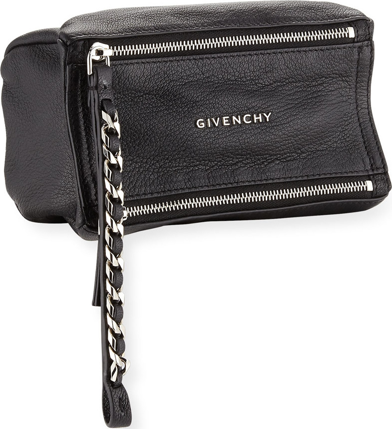 Givenchy Pandora Leather Wristlet Pouch Bag, Black