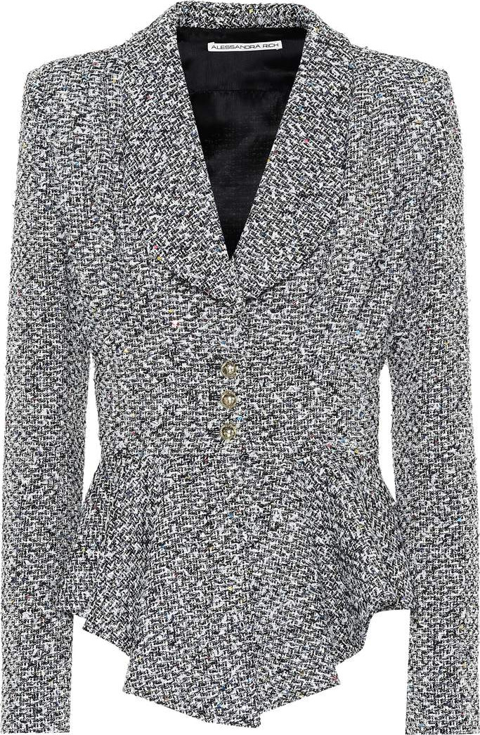 Alessandra Rich Peplum wool-blend bouclé jacket