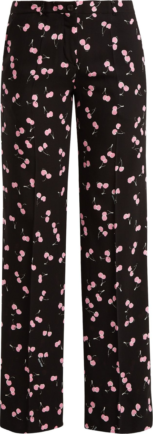 Miu Miu Cherry-print mid-rise wide-leg trousers