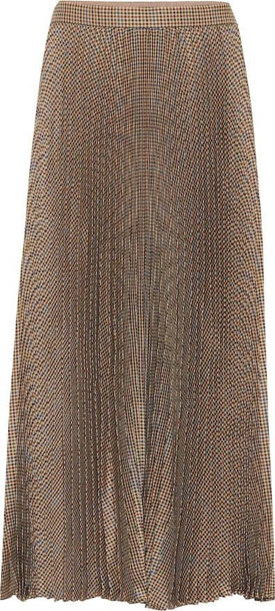 Gucci Checked pleated wool midi skirt