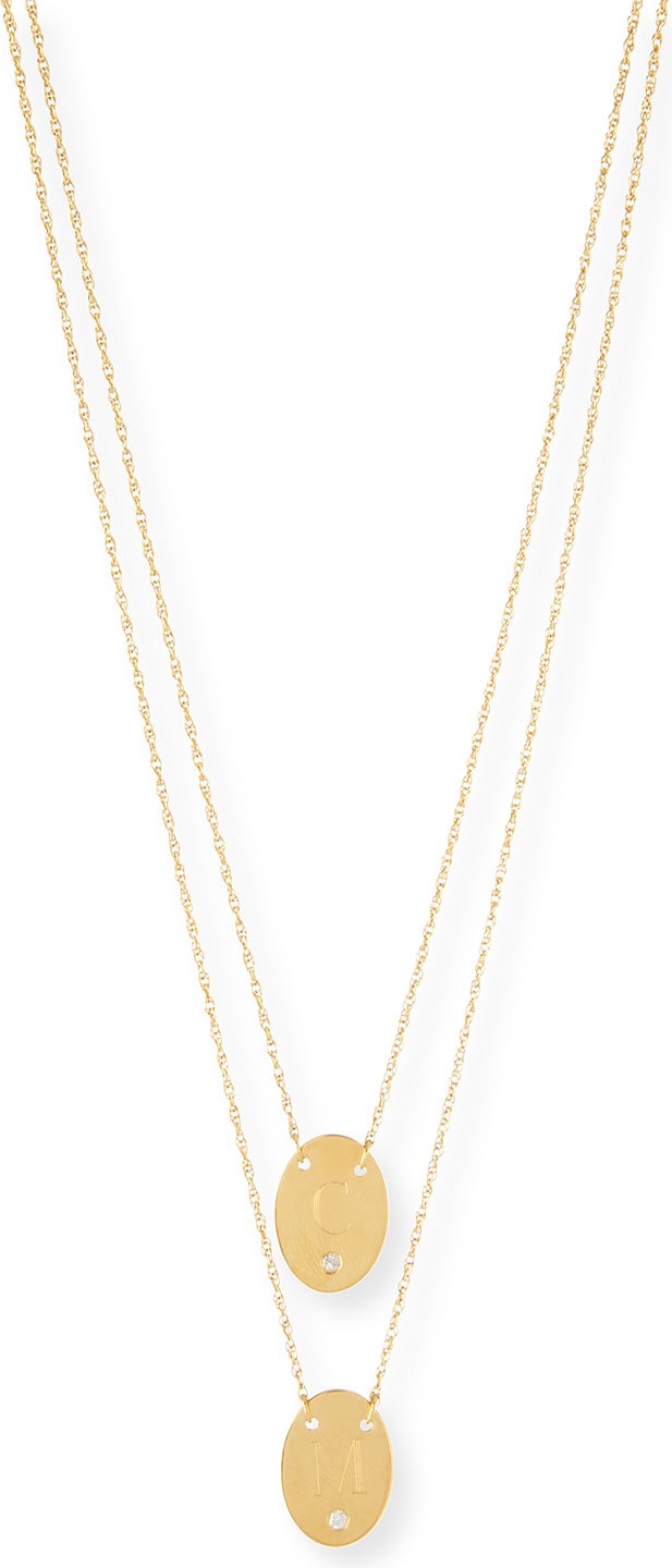Jennifer Zeuner Jewelry Double Oval Disc Personalized Necklace