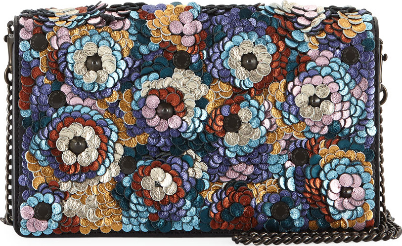 COACH 1941 Leather Sequined Fold-Over Chain Clutch Bag