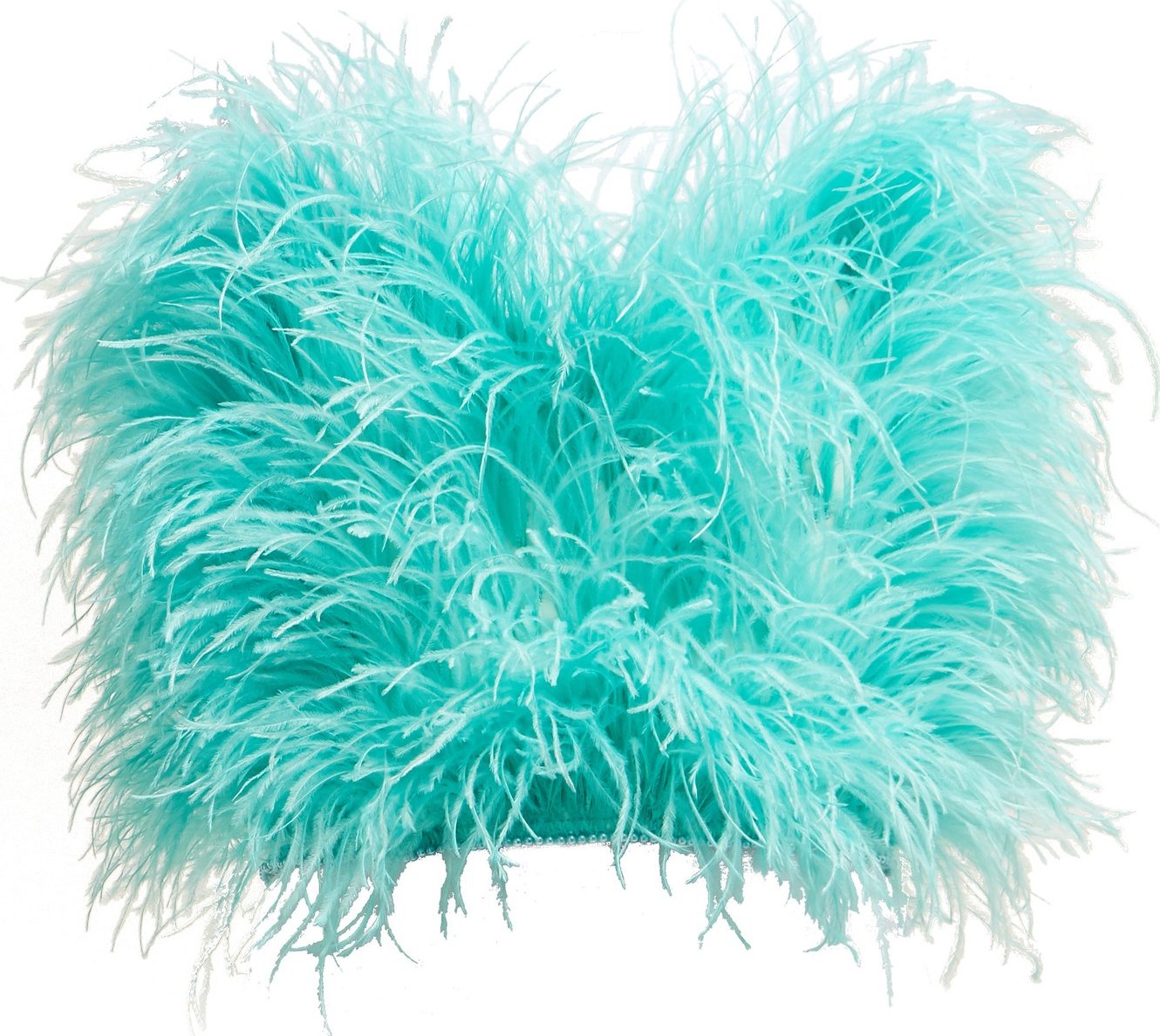 Attico Faux pearl-trimmed ostrich feather top