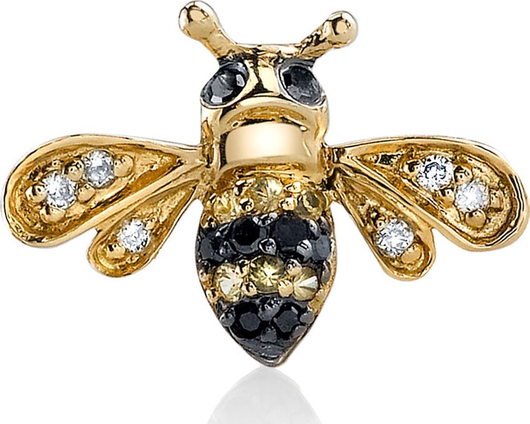Sydney Evan 14k Gold Diamond & Sapphire Bee Stud Earring (Single)