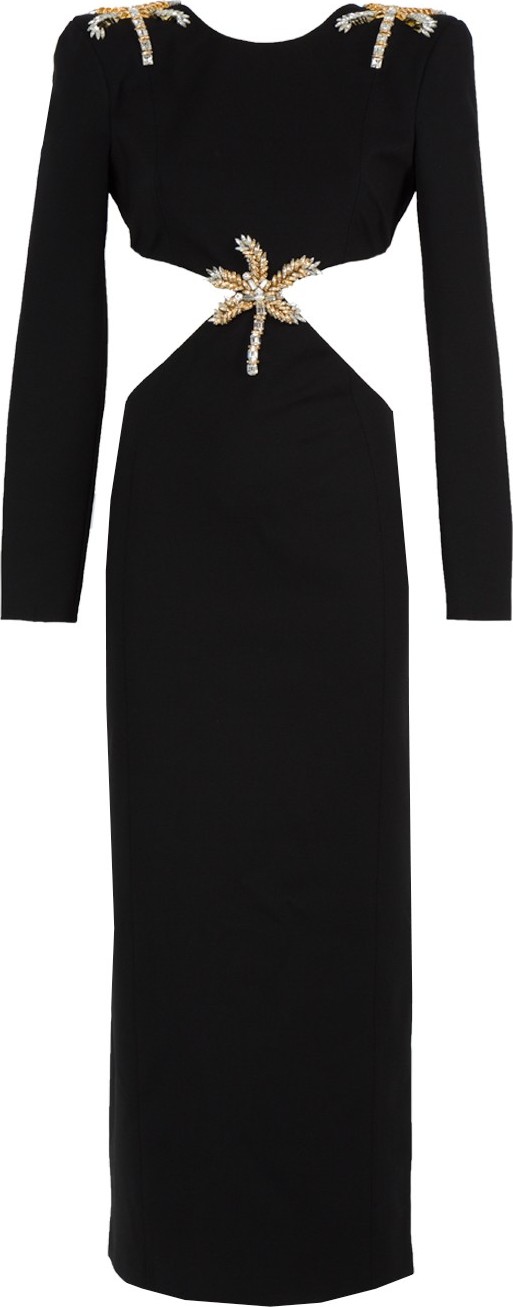 Fausto Puglisi Palm Embellished Longsleeve Cut-out Dress