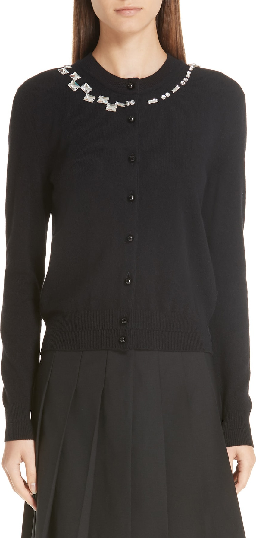 MARC JACOBS Crystal Neck Wool & Cashmere Cardigan
