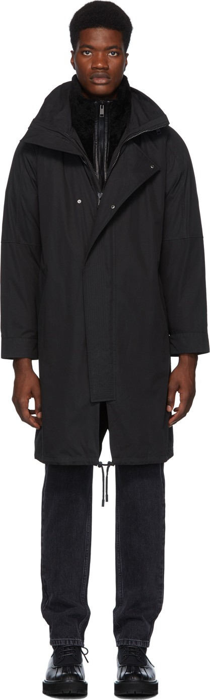 Army By Yves Salomon Black Merino Shearling Parka