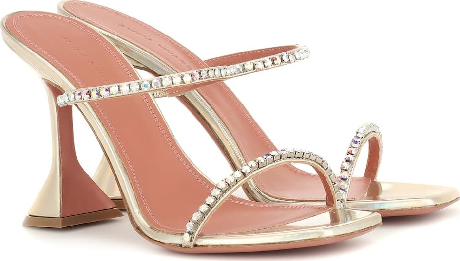 Amina Muaddi Gilda embellished leather sandals