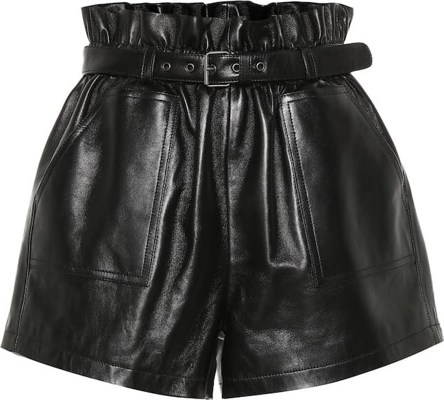 Saint Laurent High-rise leather shorts