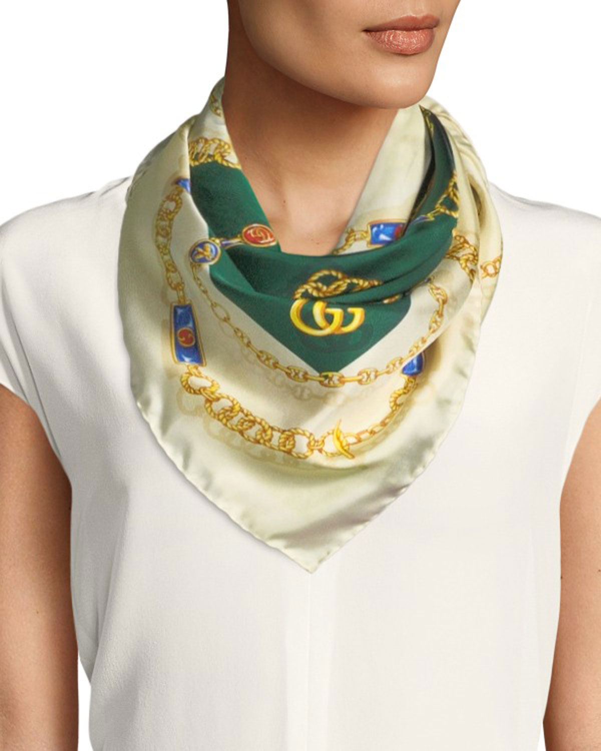 Gucci GG Jewels Silk Scarf