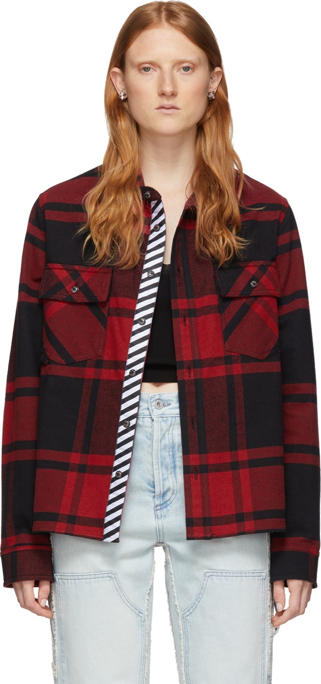 Off White SSENSE Exclusive Red & Black Stencil Shirt