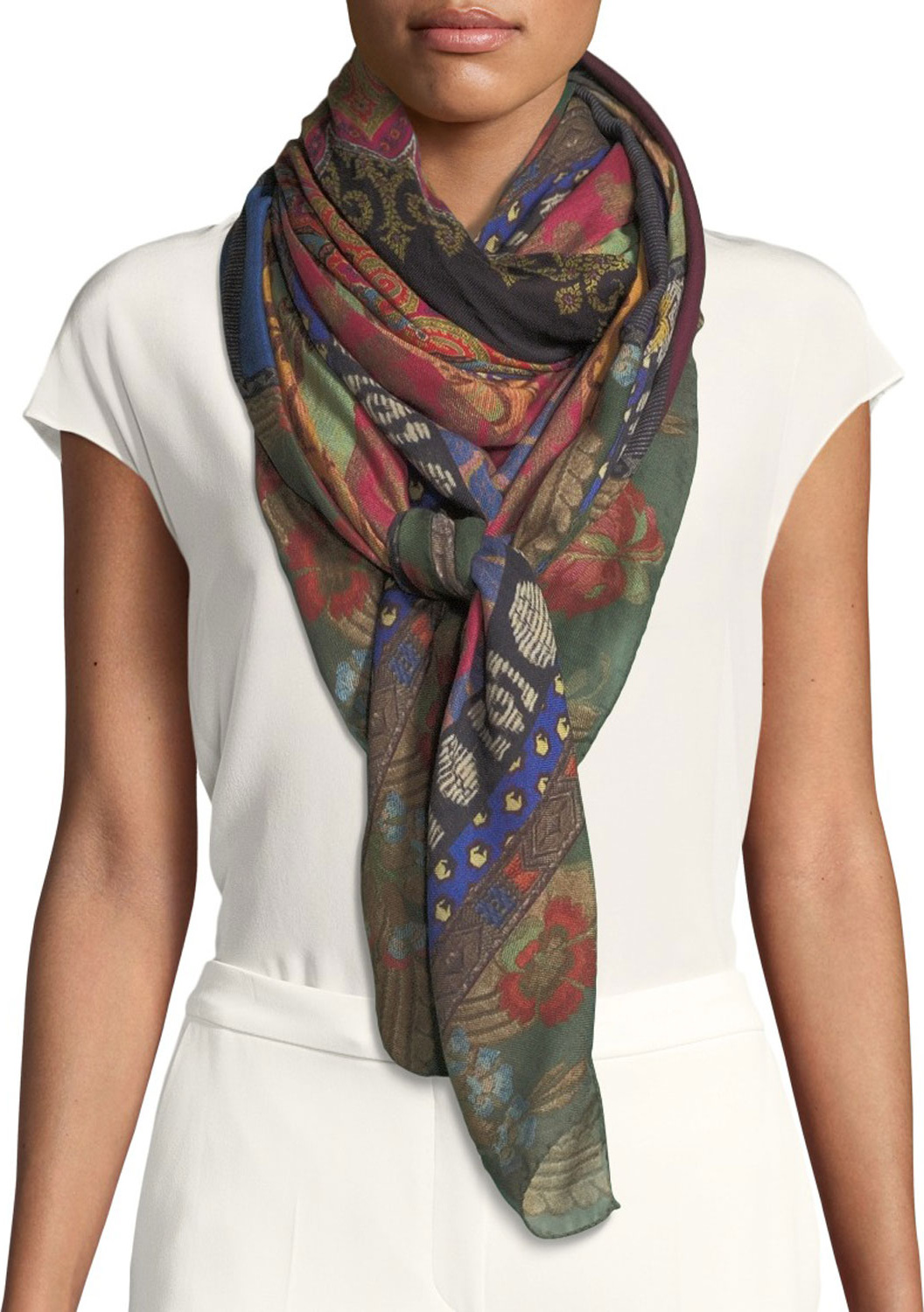 Etro Wool-Silk Mixed Scarf