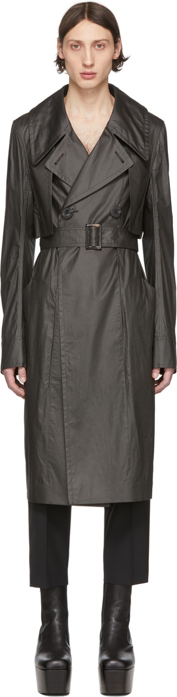 Rick Owens Black Drella Trench Coat