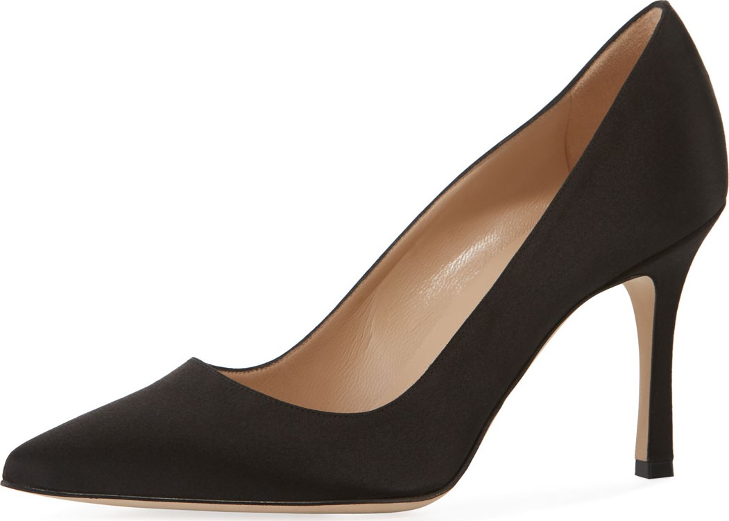 Manolo Blahnik Pointed-Toe Satin Pumps