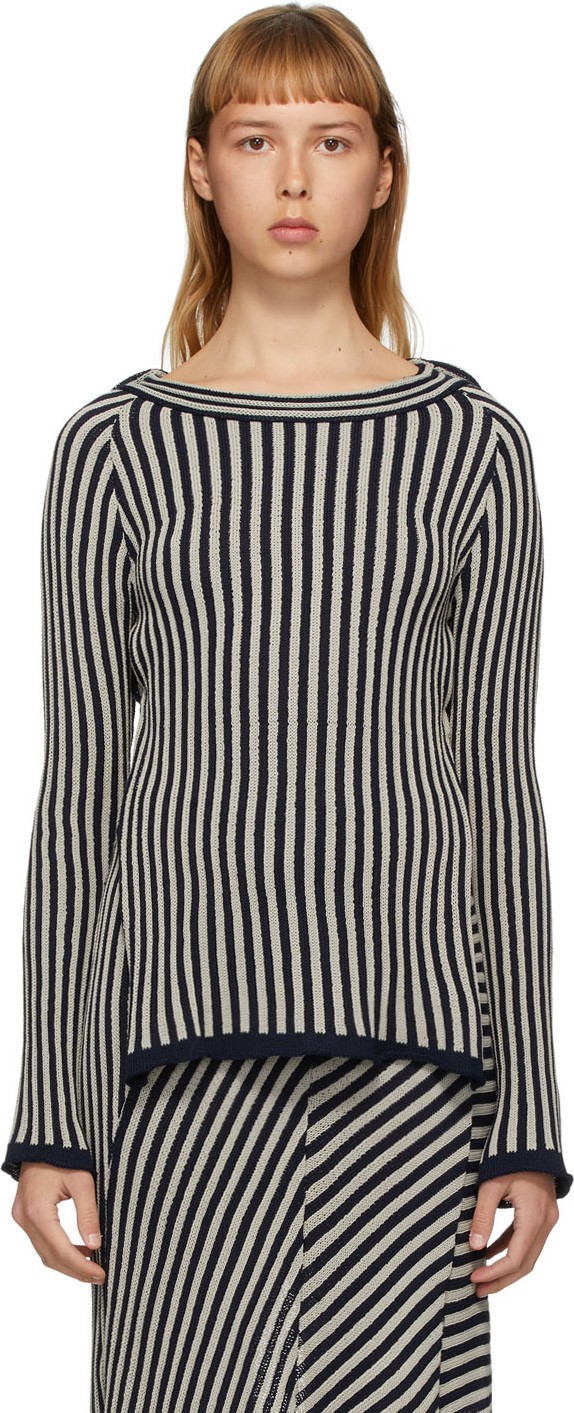 Eckhaus Latta Grey Serpentine Stripe Sweater