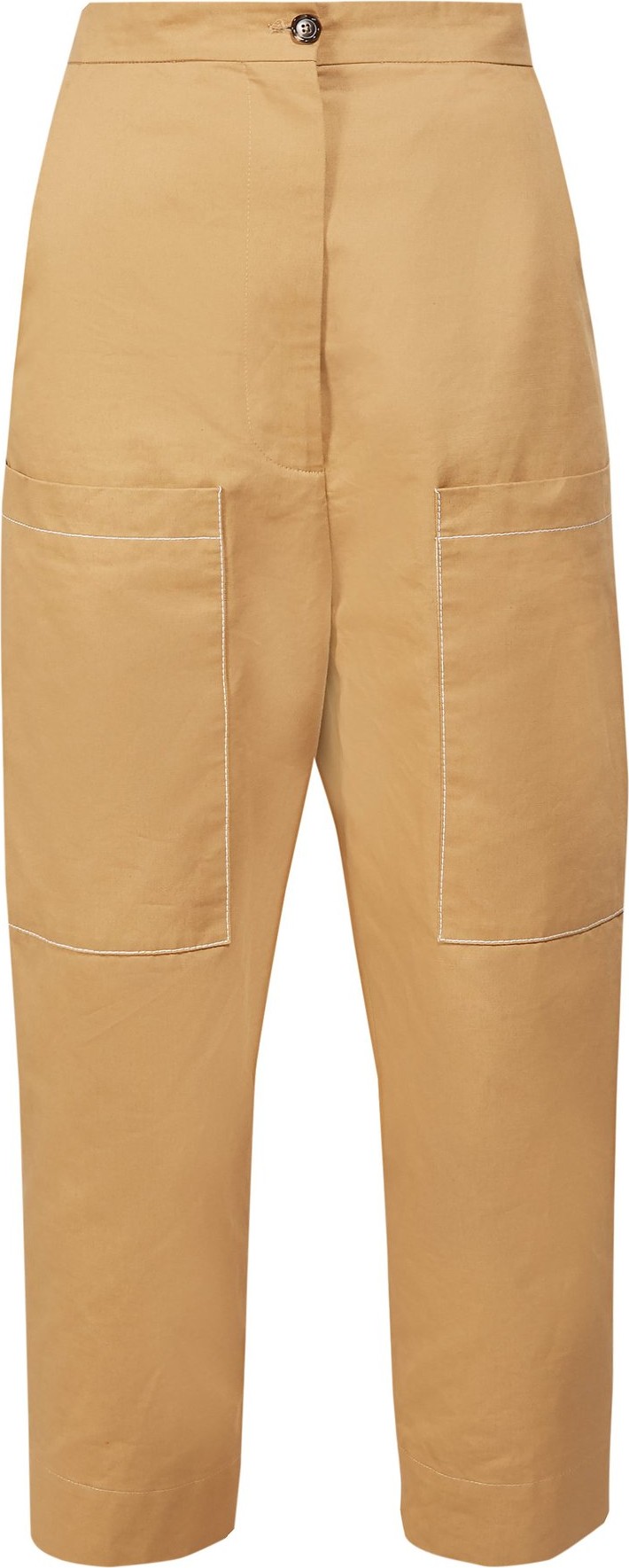 Marni Contrast-stitch cropped cotton trousers