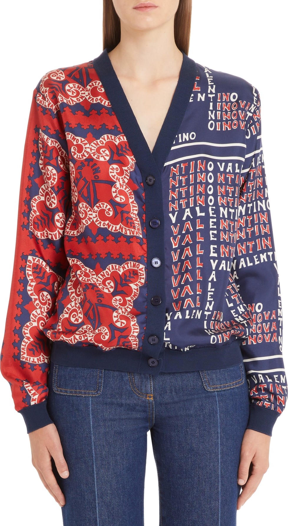 Valentino Mixed Print Cardigan