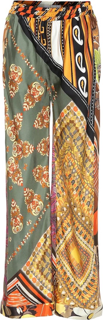 Chloe Printed silk wide-leg pants