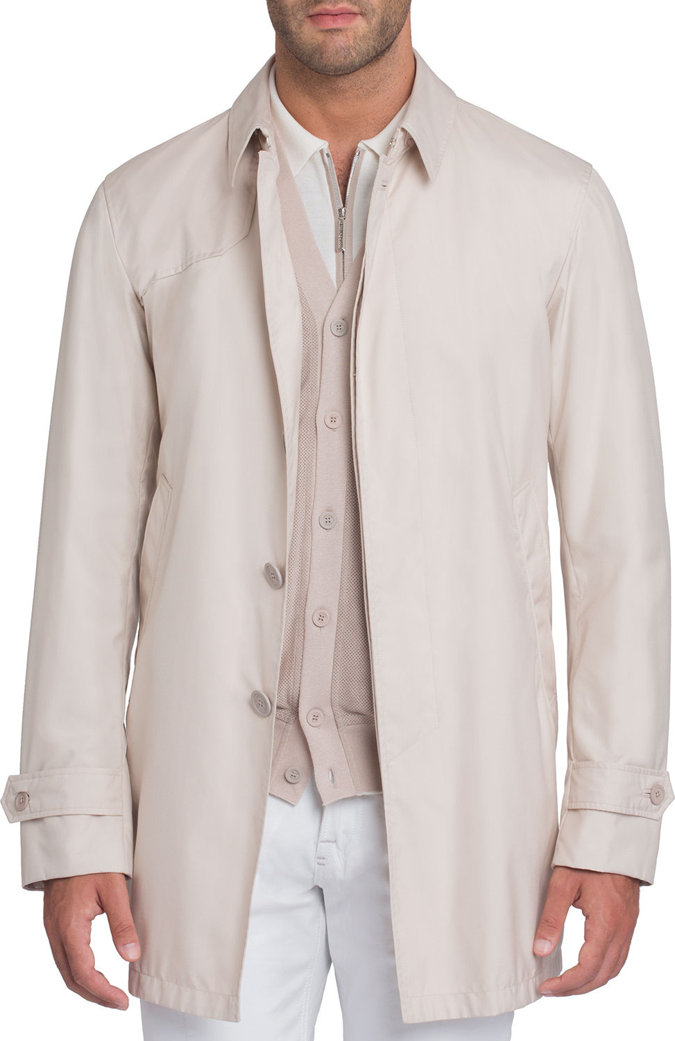 Stefano Ricci Button-Front Silk Trench Coat