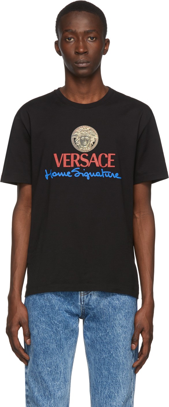 Versace Black Logo 'Home Signature' T-Shirt