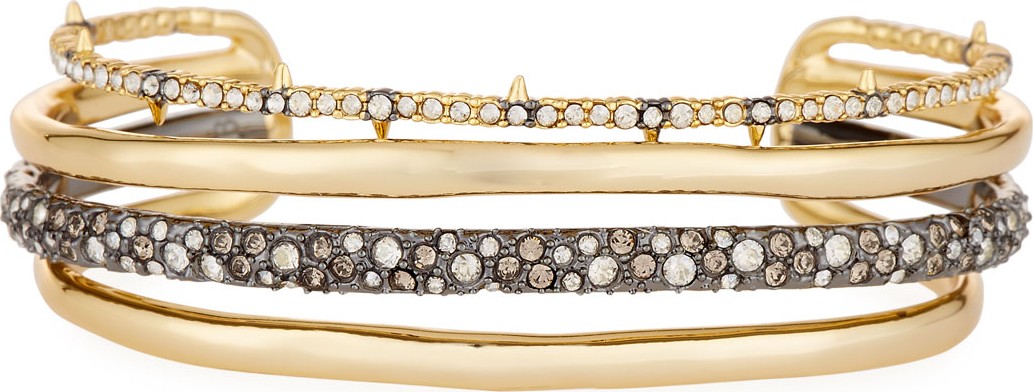 Alexis Bittar Orbit Four-Row Crystal Cuff Bracelet