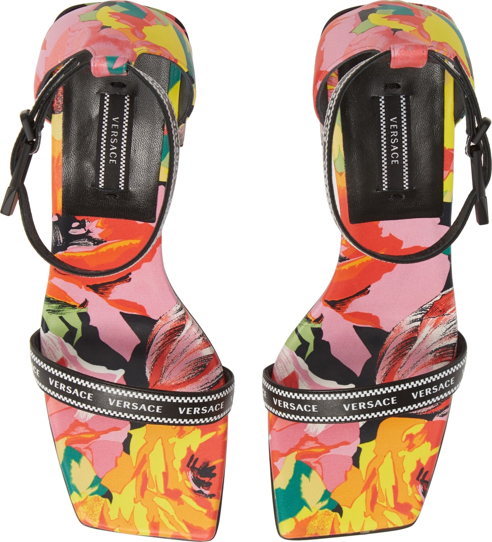 Versace First Line Floral Logo Ankle Strap Sandal