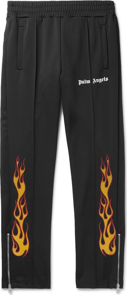 Palm Angels Tapered Glittered-Print Tech-Jersey Track Pants