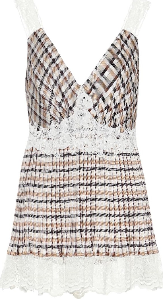 Paco Rabanne Checked plissé crêpe top