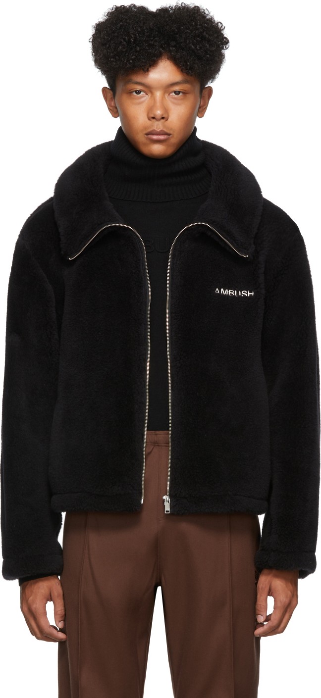 Ambush Black Wool Fleece Logo Jacket