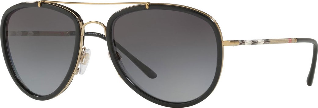 Burberry London England Steel Aviator Sunglasses w/ Check Arms