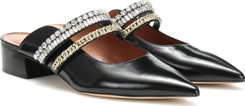 Self Portrait Carly embellished leather mules