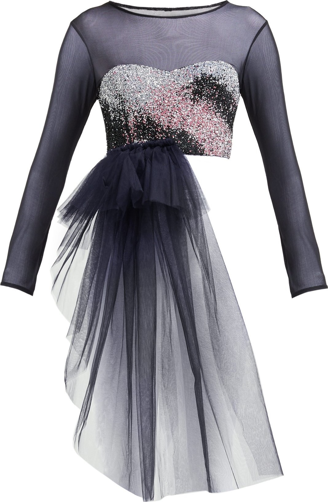 Germanier Bead-embellished bandeau-panel tulle top