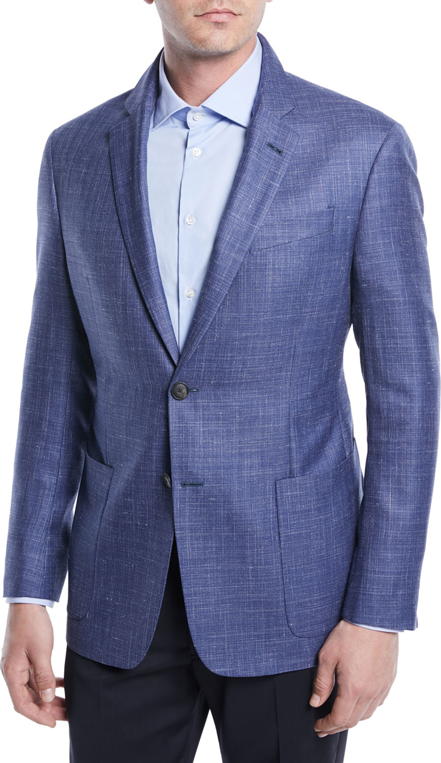 Emporio Armani Crosshatch Wool-Blend Blazer