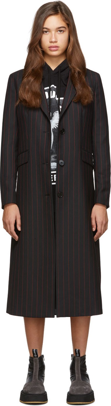 McQ - Alexander McQueen Black & Red Tailored Blazer Coat