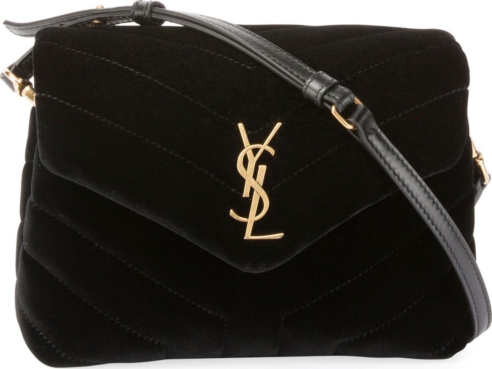 Saint Laurent Loulou Toy Quilted Velvet Shoulder Bag