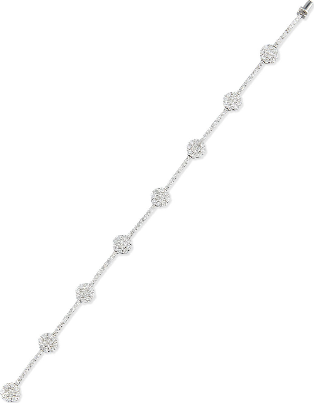 Jack Kelege & Company 18K White Gold Floral Filigree Bracelet with Diamonds