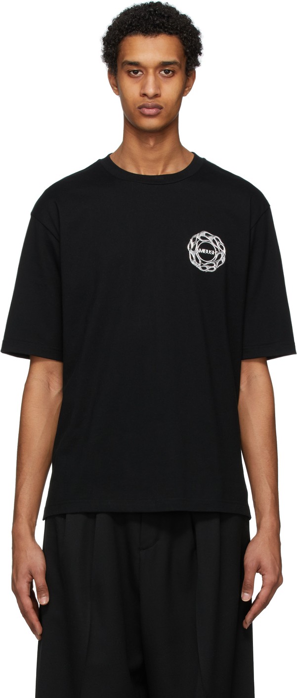 Ambush SSENSE Exclusive Black Fire Logo T-Shirt